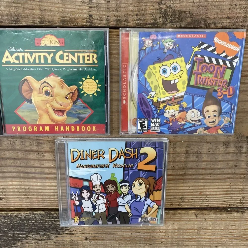 Lot Of 3 PC CD-ROM for Windows 95 Children’s Educational Toon Twist Diner Dash 2